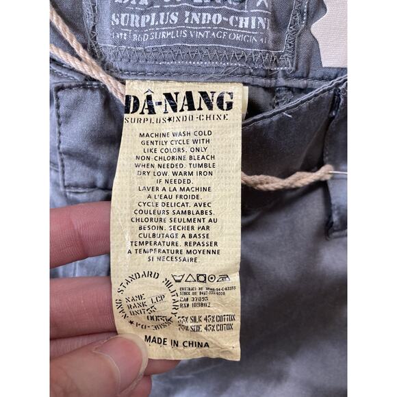 Da-nang Silk Cotton Dark Gray Cargo Tie Capri Embroidered Y2K Pants Woman’s L - Picture 4 of 8